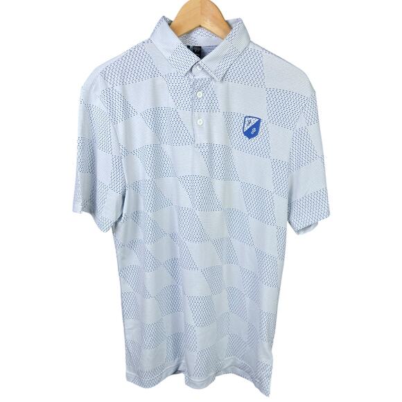 NWT Men's Adidas Textured Golf Polo White/Blue Size Medium $70 Retail - Picture 1 of 7